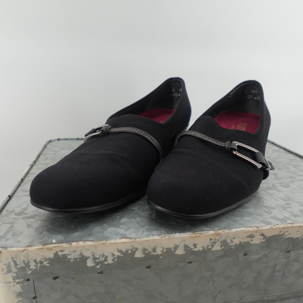 Munro American Womens 7.5 Cindi Black Fabric Low Block Heel Buckle Pumps 7857 - Picture 2 of 8